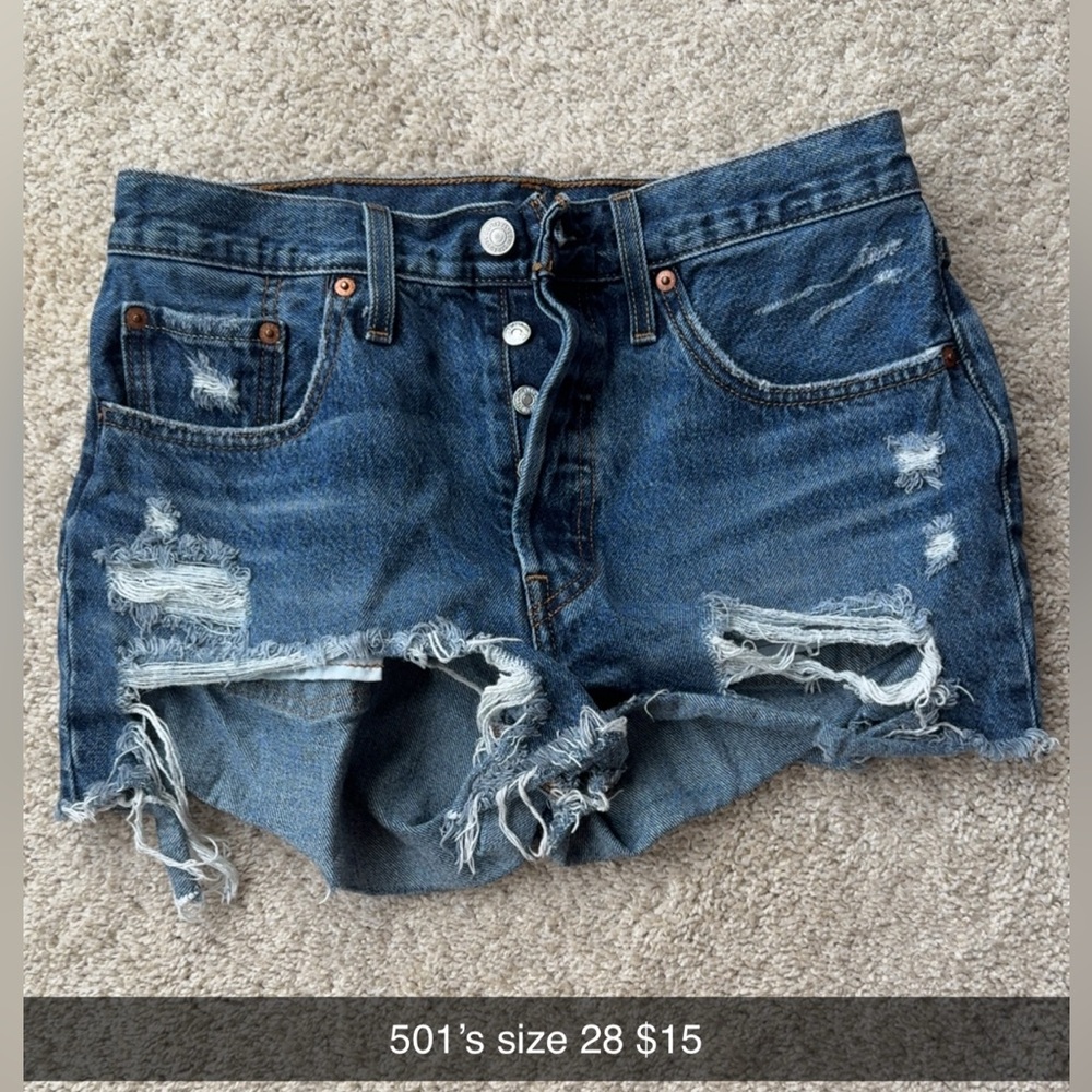 Levi's Blue Distressed Jean Shorts